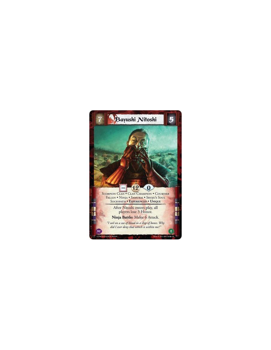 Bayushi Nitoshi Exp FOIL  - Scorpion Clan • Clan Champion • Courtier • Fallen • Ninja • Samurai • Shoju's Soul • Sociopath • Exp