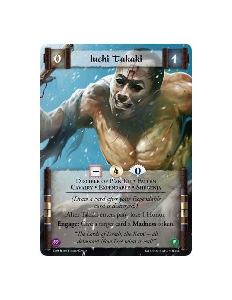 Iuchi Takaki FULL BLEED  - Disciple of P'an Ku • Fallen • Cavalry • Expendable • Shugenja(Draw a card after your Expendable card