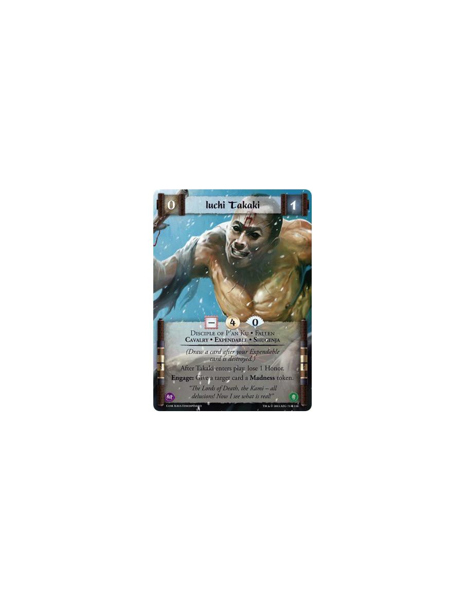 Iuchi Takaki FULL BLEED  - Disciple of P'an Ku • Fallen • Cavalry • Expendable • Shugenja(Draw a card after your Expendable card