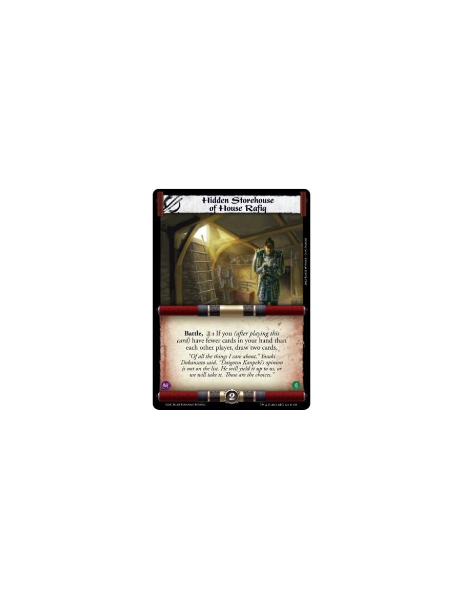 Hidden Storehouse of House Rafiq  - Battle, 3: If you (after playing this card) have fewer cards in your hand than each other pl