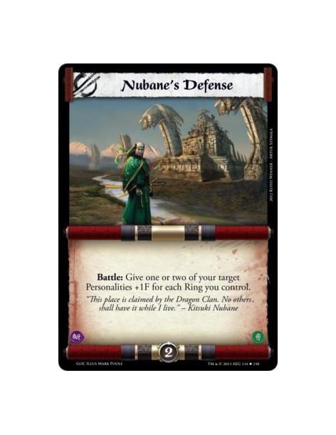 Nubane's Defense  - Battle: Give one or two of your target Personalities +1F for each Ring you control.