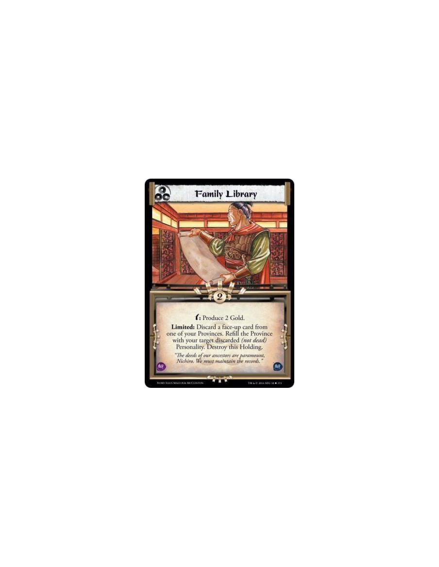 Family Library  - w: Produce 2 Gold. Limited: Discard a face-up card from one of your Provinces. Refill the Province with your t
