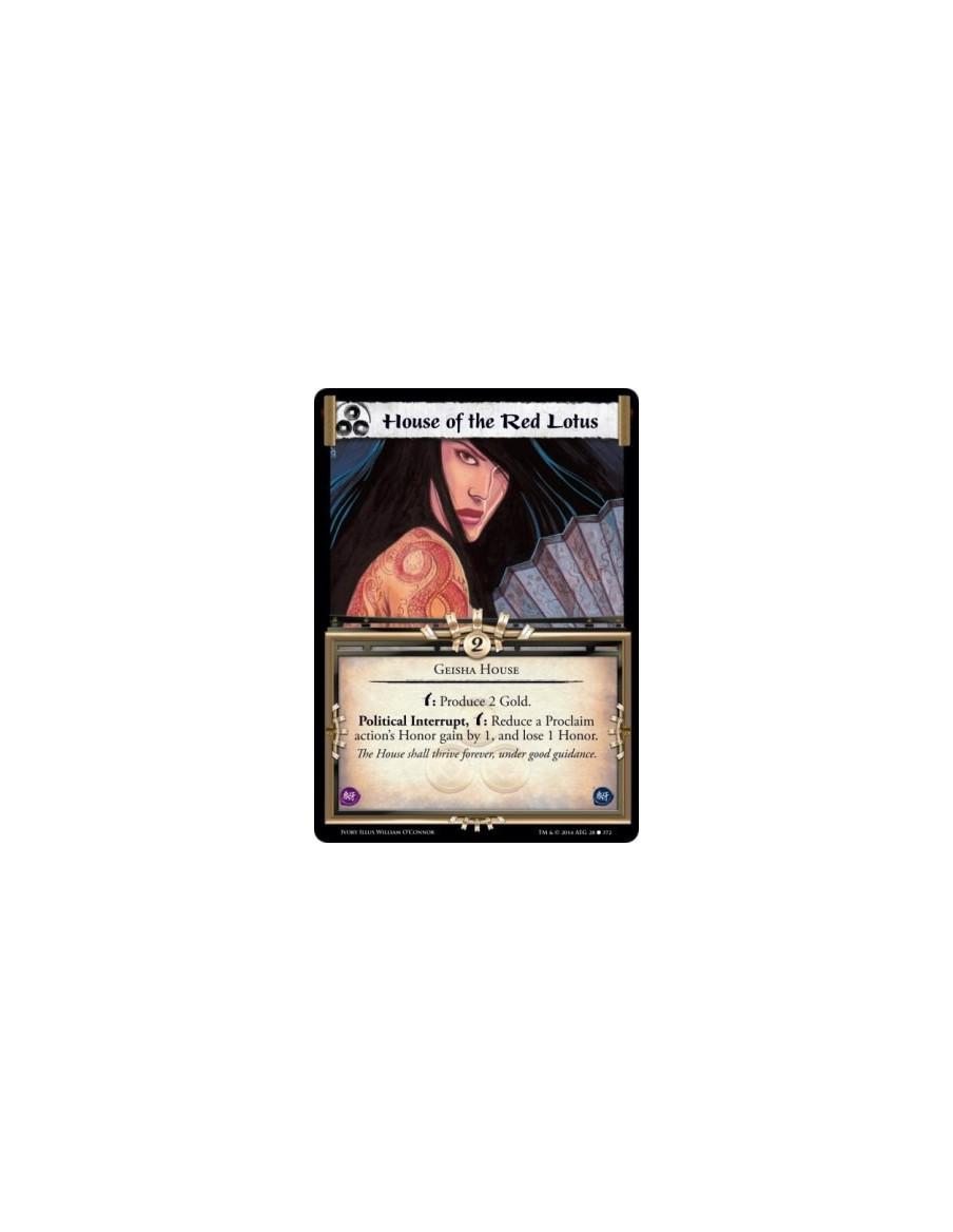 House of the Red Lotus  - Geisha Housew: Produce 2 Gold. Political Interrupt, w: Reduce a Proclaim action's Honor gain by 1, and