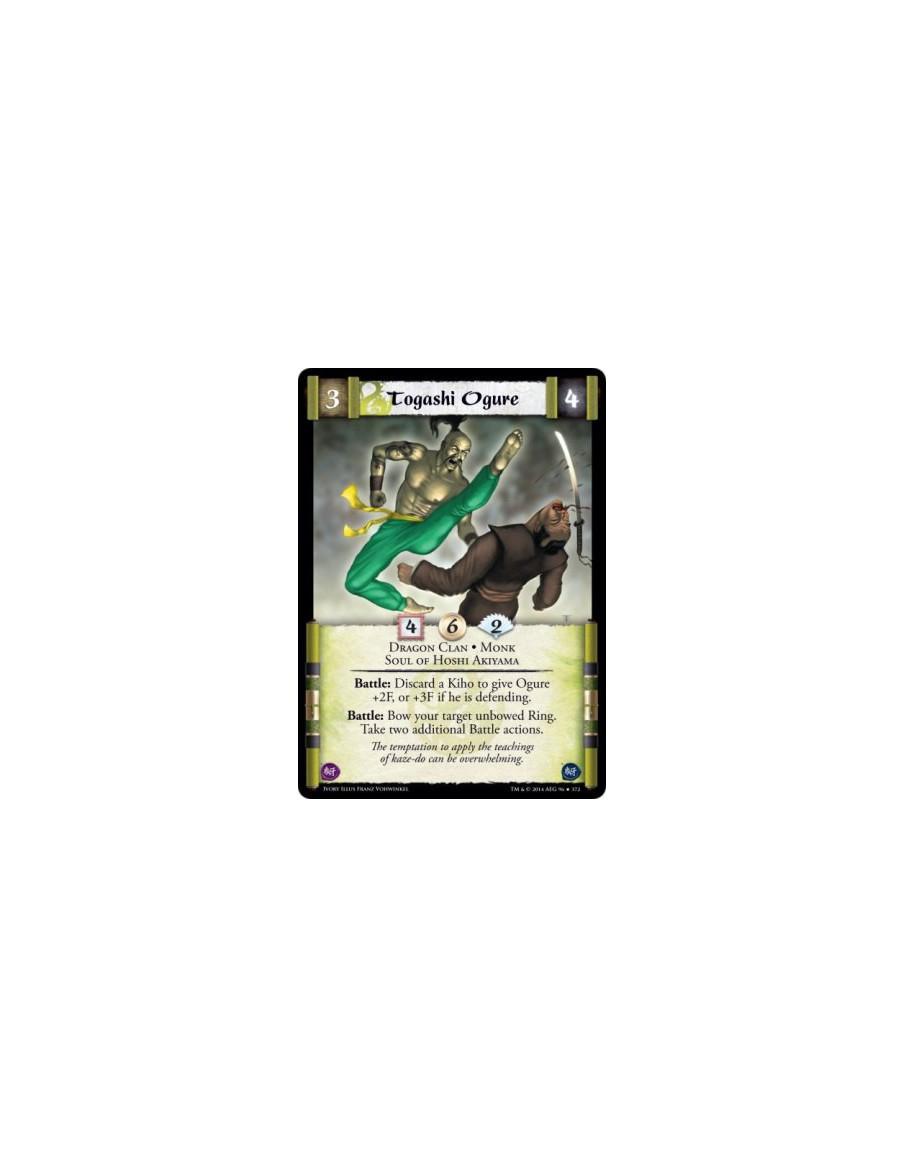 Togashi Ogure  - Dragon Clan • Monk • Soul of Hoshi AkiyamaBattle: Discard a Kiho to give Ogure +2F, or +3F if he is defending. 