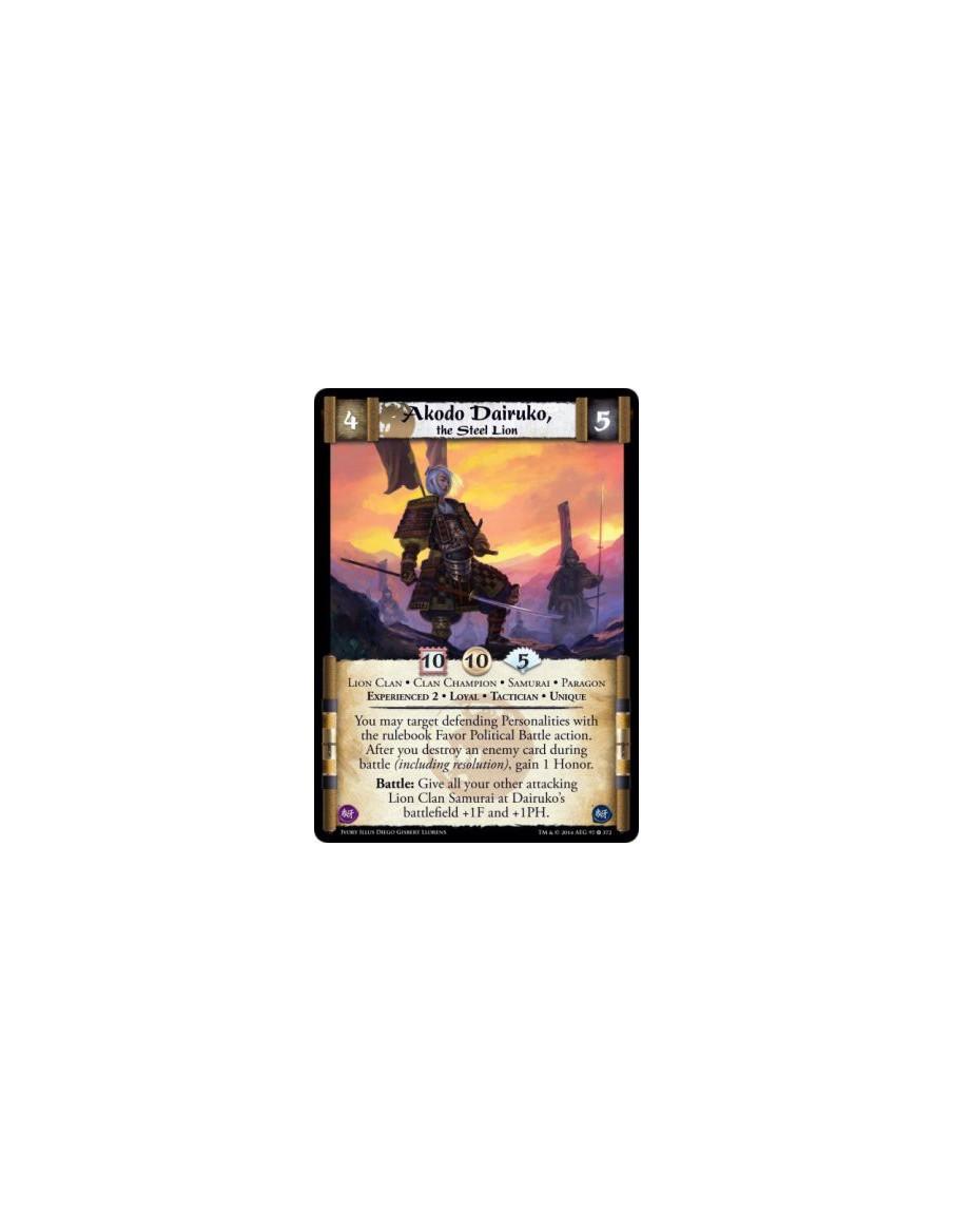 Akodo Dairuko, the Steel Lion Exp2  - Clan Champion • Experienced 2 • Lion Clan • Loyal • Paragon • Samurai • Tactician • Unique
