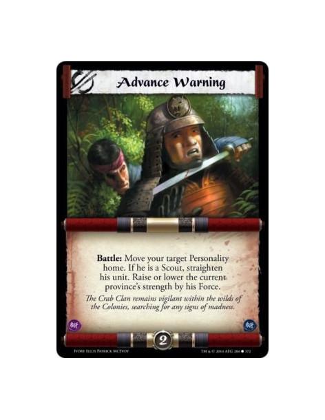 Advance Warning  - Battle: Move your target Personality home. If he is a Scout, straighten his unit. Raise or lower the current