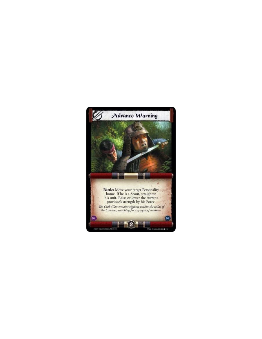 Advance Warning  - Battle: Move your target Personality home. If he is a Scout, straighten his unit. Raise or lower the current 