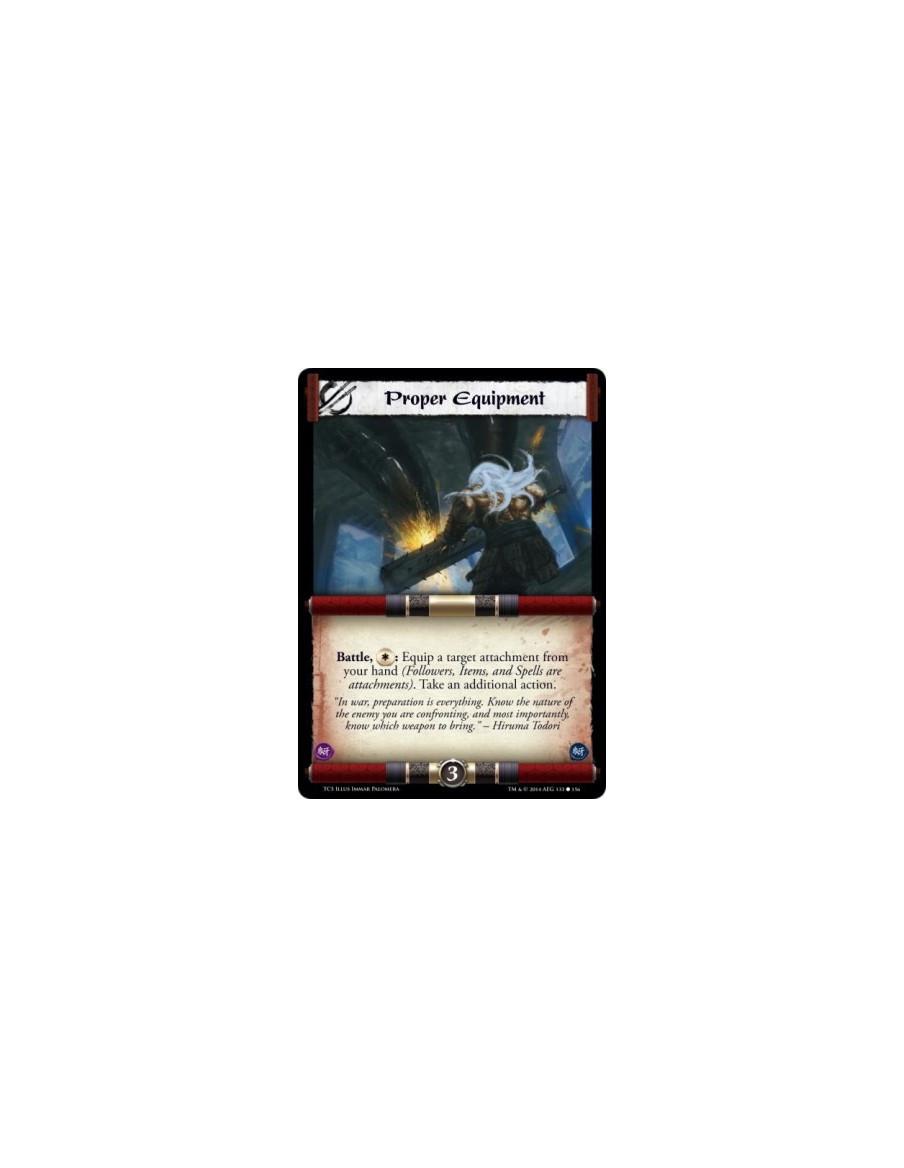 Proper Equipment  - Battle, *: Equip a target attachment from your hand (Followers, Items, and Spells are attachments). Take an 