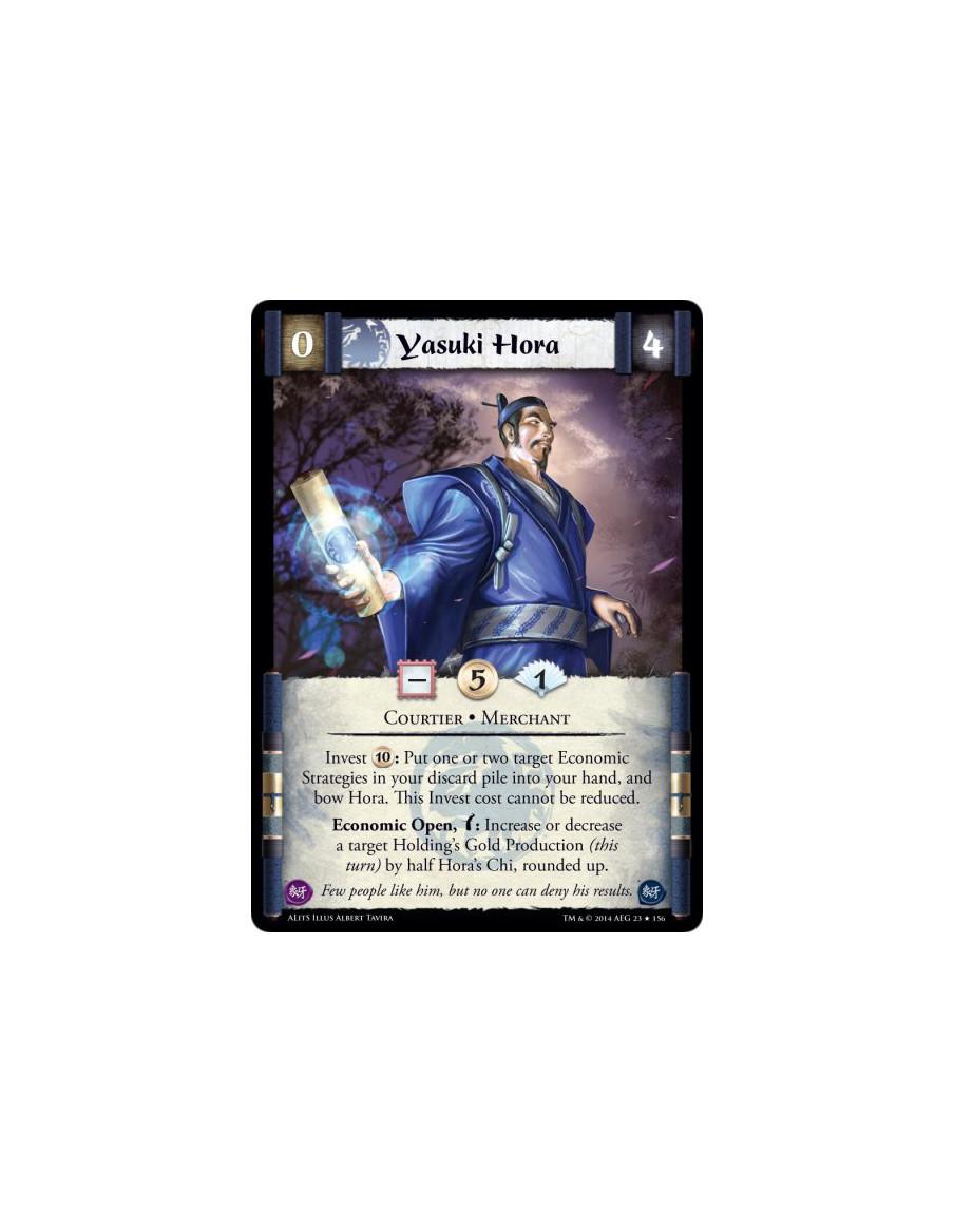 Yasuki Hora  - Courtier • MerchantInvest 10: Put one or two target Economic Strategies in your discard pile into your hand, and 