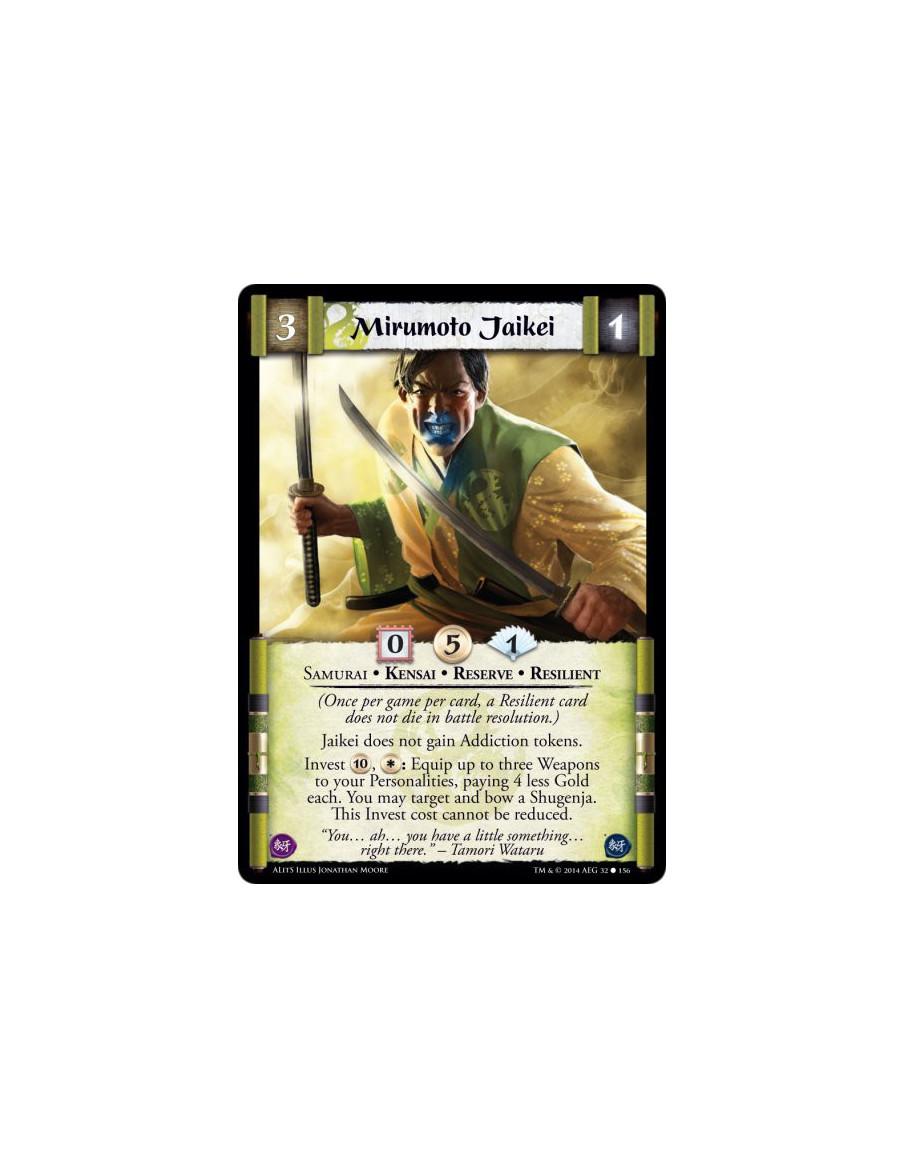 Mirumoto Jaikei  - Kensai • Reserve • Resilient • Samurai(Once per game per card, a Resilient card does not die in battle resolu