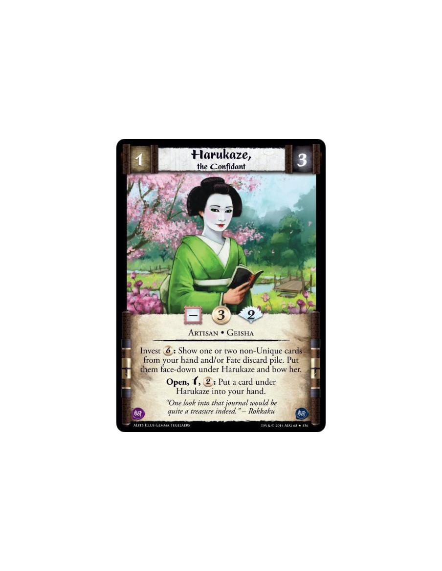 Harukaze, the Confidant  - Artisan • GeishaInvest 6: Show one or two non-Unique cards from your hand and/or Fate discard pile. P