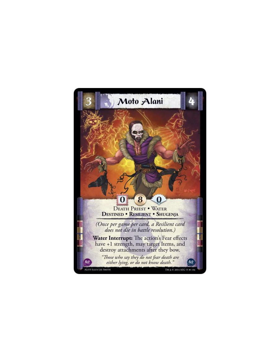 Moto Alani  - Death Priest • Destined • Resilient • Shugenja • Water(Once per game per card, a Resilient card does not die in ba