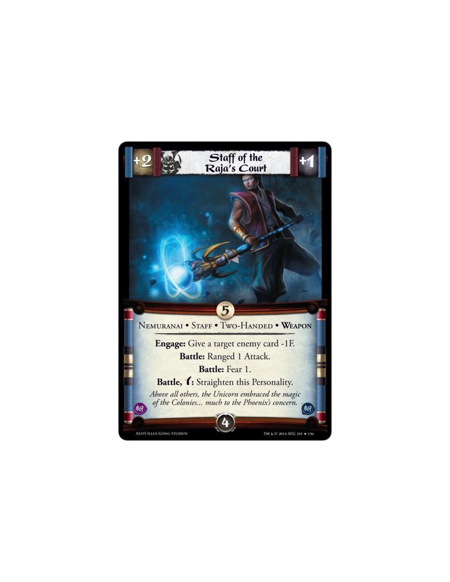 Staff of the Raja's Court  - Nemuranai • Staff • Two-Handed • WeaponEngage: Give a target enemy card -1F.Battle: Ranged 1 Attack