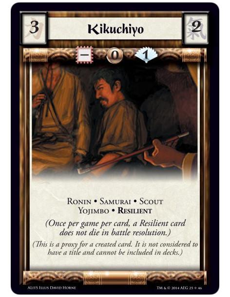Kikuchiyo  - Resilient • Ronin • Samurai • Scout • Yojimbo(Once per game per card, a Resilient card does not die in battle resol