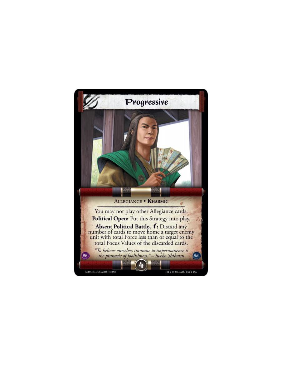 Progressive  - Allegiance • Kharmic • PoliticalYou may not play other Allegiance cards.  Political Open: Put this Strategy into 
