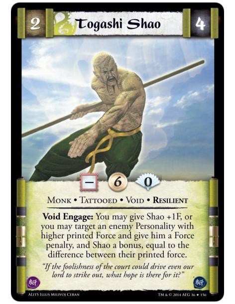 Togashi Shao FOIL  - Monk • Resilient • Tattooed • VoidVoid Engage: You may give Shao +1F, or you may target an enemy Personalit
