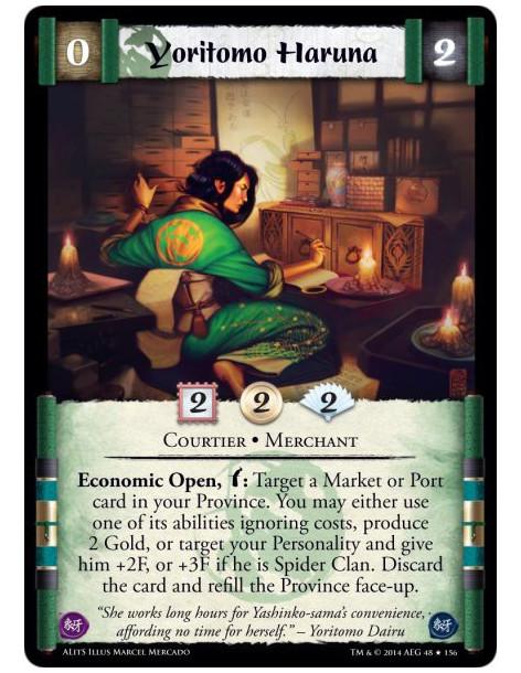 Yoritomo Haruna FOIL  - Courtier • MerchantEconomic Open, w: Target a Market or Port card in your Province. You may either take 