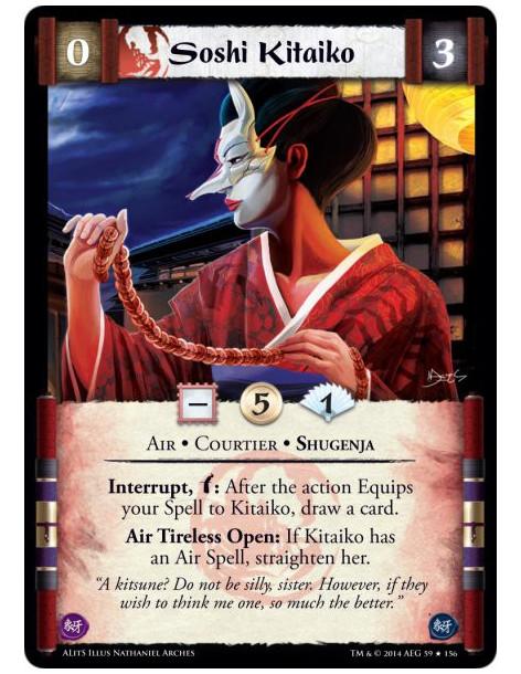 Soshi Kitaiko FOIL  - Air • Courtier • ShugenjaInterrupt, w: After the action Equips your Spell to Kitaiko, draw a card. Air Tir