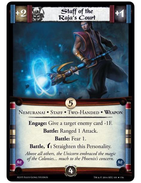 Staff of the Raja's Court FOIL  - Nemuranai • Staff • Two-Handed • WeaponEngage: Give a target enemy card -1F.Battle: Ranged 1 A