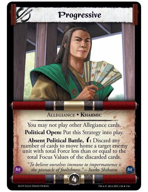 Progressive FOIL  - Allegiance • Kharmic • PoliticalYou may not play other Allegiance cards.  Political Open: Put this Strategy 