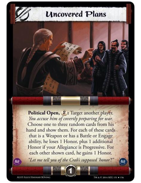 Uncovered Plans FOIL  - Political Open, 2: Target another player. You accuse him of covertly preparing for war. Choose one to th