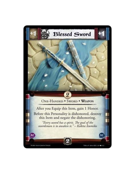 Blessed Sword  - One-Handed • Sword • Weapon                      After you Equip this Item, gain 1 Honor. Before this Personali