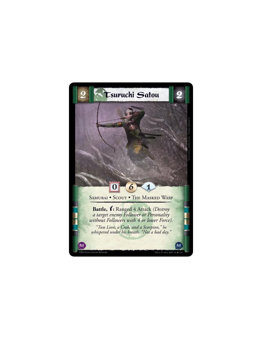 Tsuruchi Satou  - Samurai • Scout • The Masked WaspBattle, Bow: Ranged 4 Attack (Destroy a target enemy Follower or Personality 