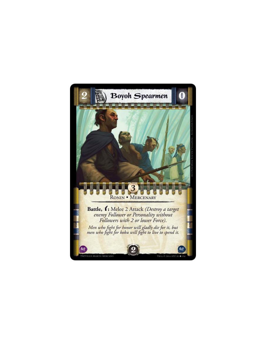 Boyoh Spearmen  - Ronin • MercenaryBattle, Bow: Melee 2 Attack (Destroy a target enemy Follower or Personality without Followers