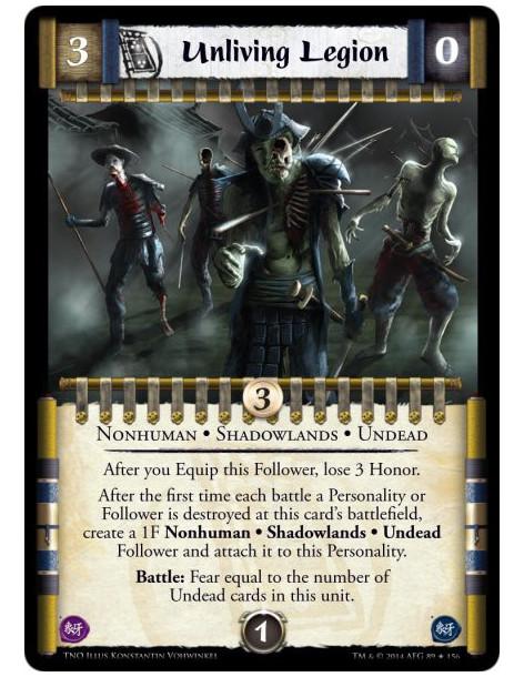 Unliving Legion  - Nonhuman • Shadowlands • UndeadAfter you Equip this Follower, lose 3 Honor. After the first time each battle