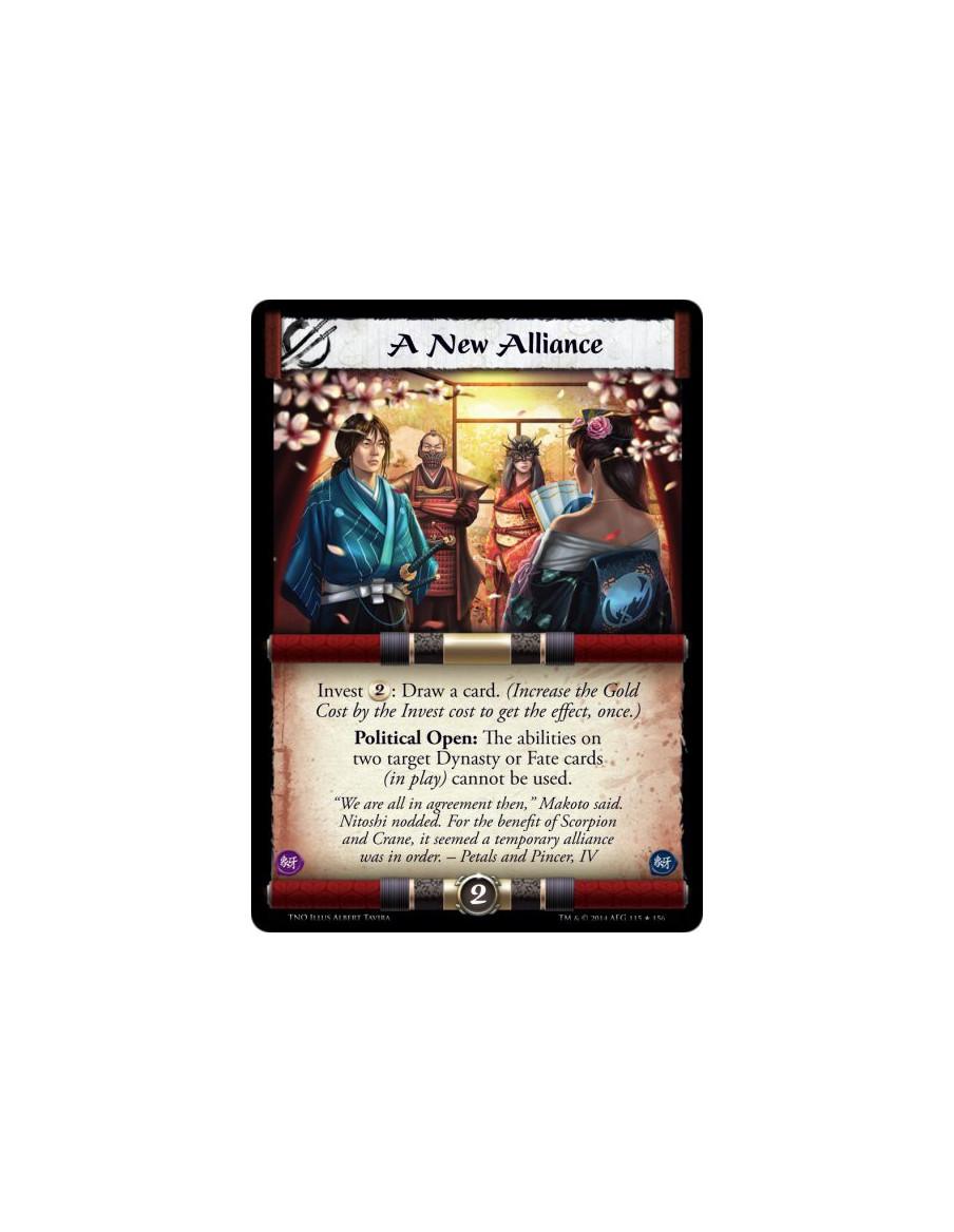 A New Alliance  - Invest 2: Draw a card. (Increase the Gold Cost by the Invest cost to get the effect, once.)Political Open: The