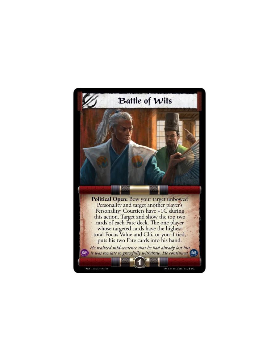 Battle of Wits  - Political Open: Bow your target unbowed Personality and target another player's Personality; Courtiers have +1
