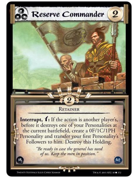 Reserve Commander  - RetainerInterrupt, w: If the action is another player's, before it destroys one of your Personalities at th