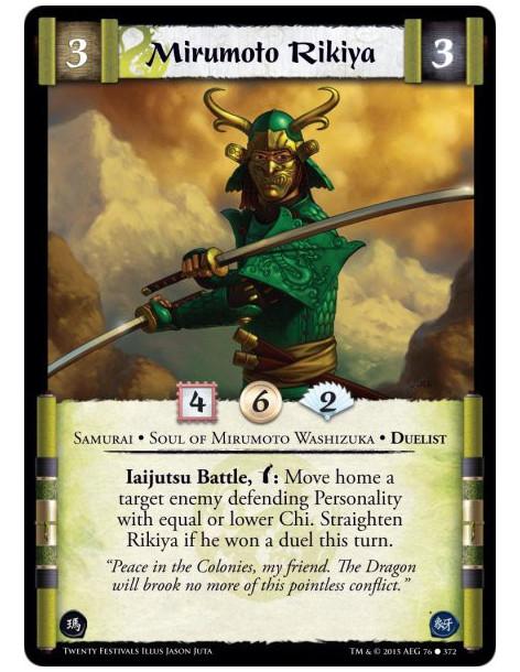 Mirumoto Rikiya  - Samurai • Soul of Mirumoto Washizuka • Duelist       Iaijutsu Battle, w: Move home a target enemy defend