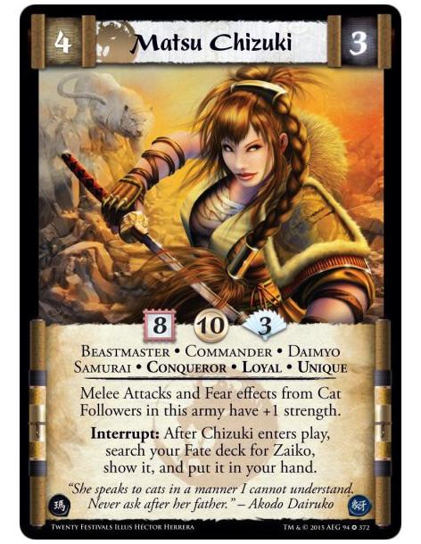 Matsu Chizuki  - Beastmaster • Commander • Conqueror • Daimyo • Loyal • Samurai • Unique    Melee Attacks and Fear effects from