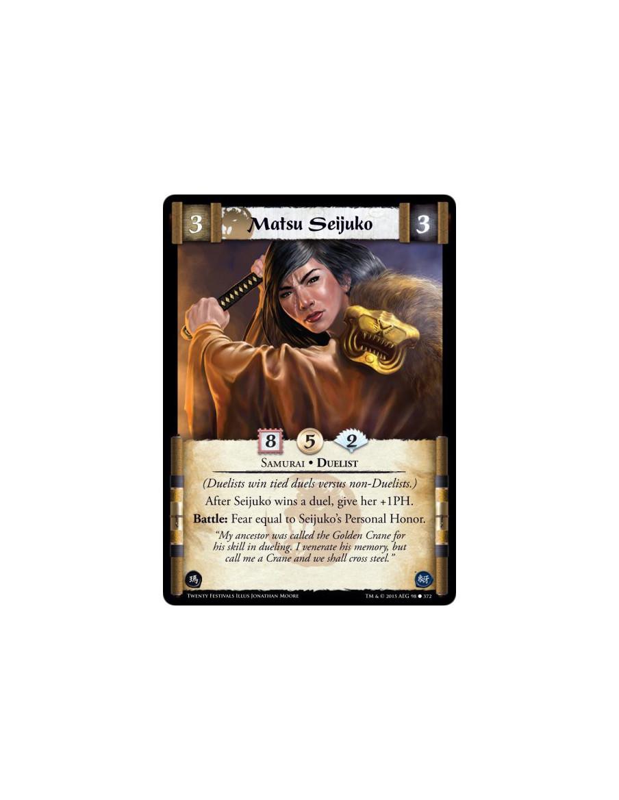 Matsu Seijuko  - Duelist • Samurai    (Duelists win tied duels versus non-Duelists.)After Seijuko wins a duel, give her +1PH.Bat