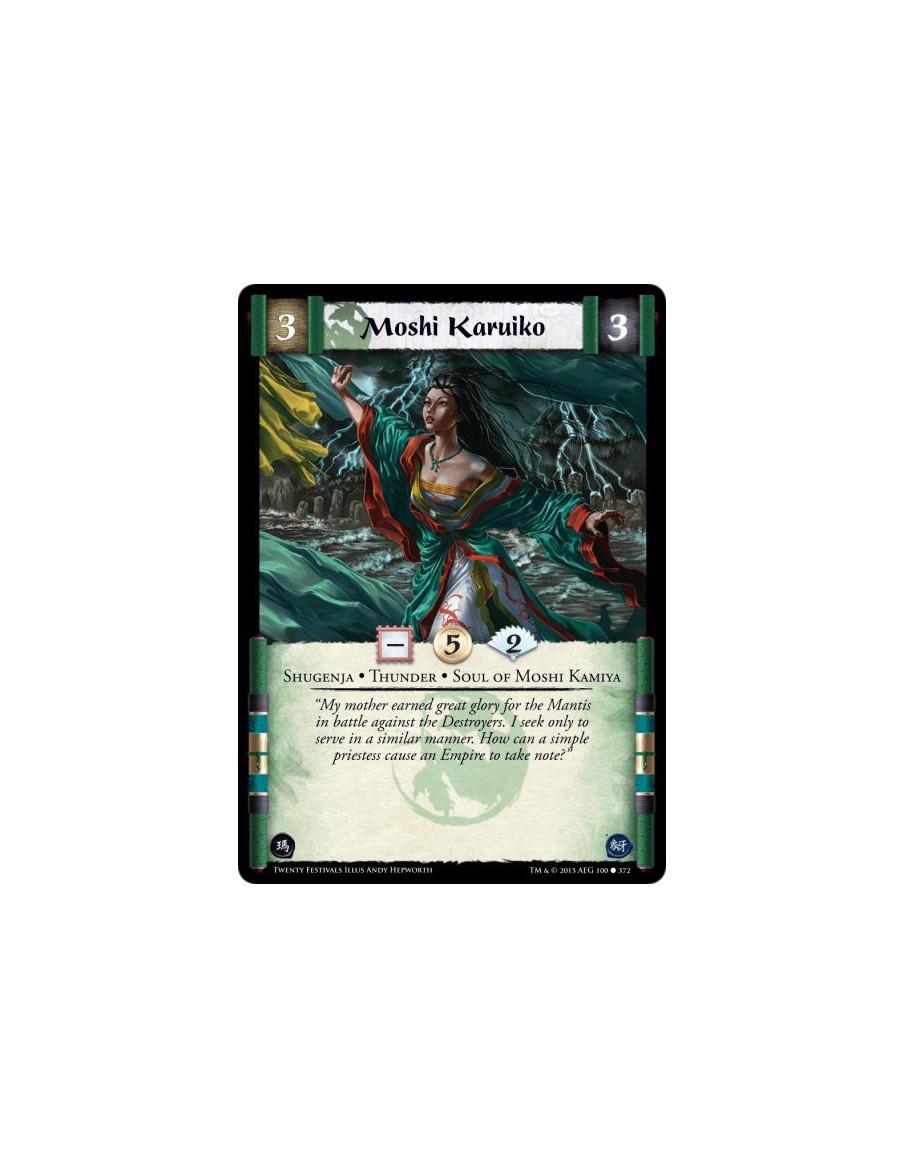 Moshi Karuiko  - Shugenja • Soul of Moshi Kamiya • Thunder    (Shugenja may attach and cast Spells.)