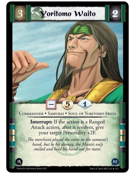 Yoritomo Waito FOIL  - Commander • Samurai • Soul of Yoritomo Iwata      Interrupt: If the action is a Ranged Attack action, aft