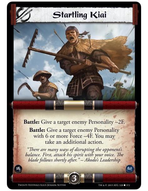 Startling Kiai  -     Battle: Give a target enemy Personality -2F. Battle: Give a target enemy Personality with 6 or more Force