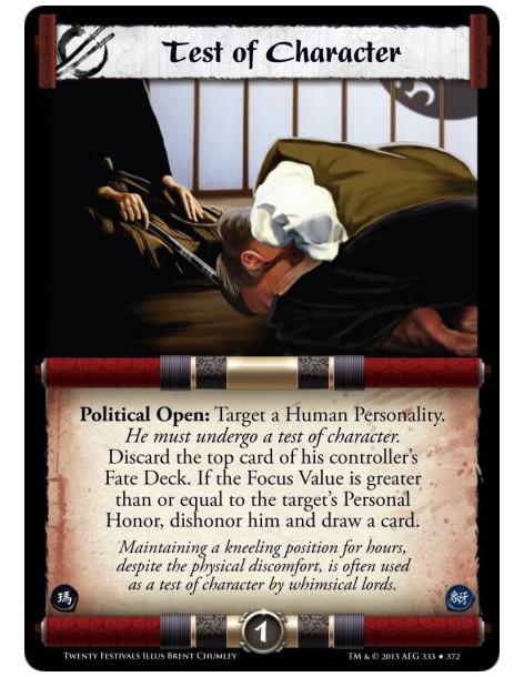 Test of Character FOIL  -     Political Open: Target a Human Personality. He must undergo a test of character. Discard the top c