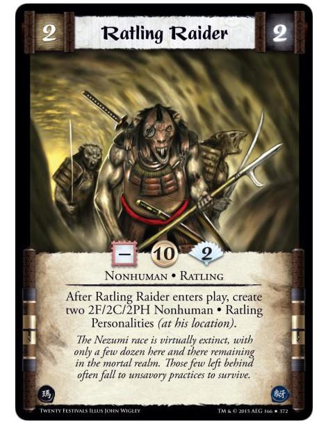 Ratling Raider  - Nonhuman • Ratling    After Ratling Raider enters play, create two 2F/2C/2PH Nonhuman • Ratling Personalities
