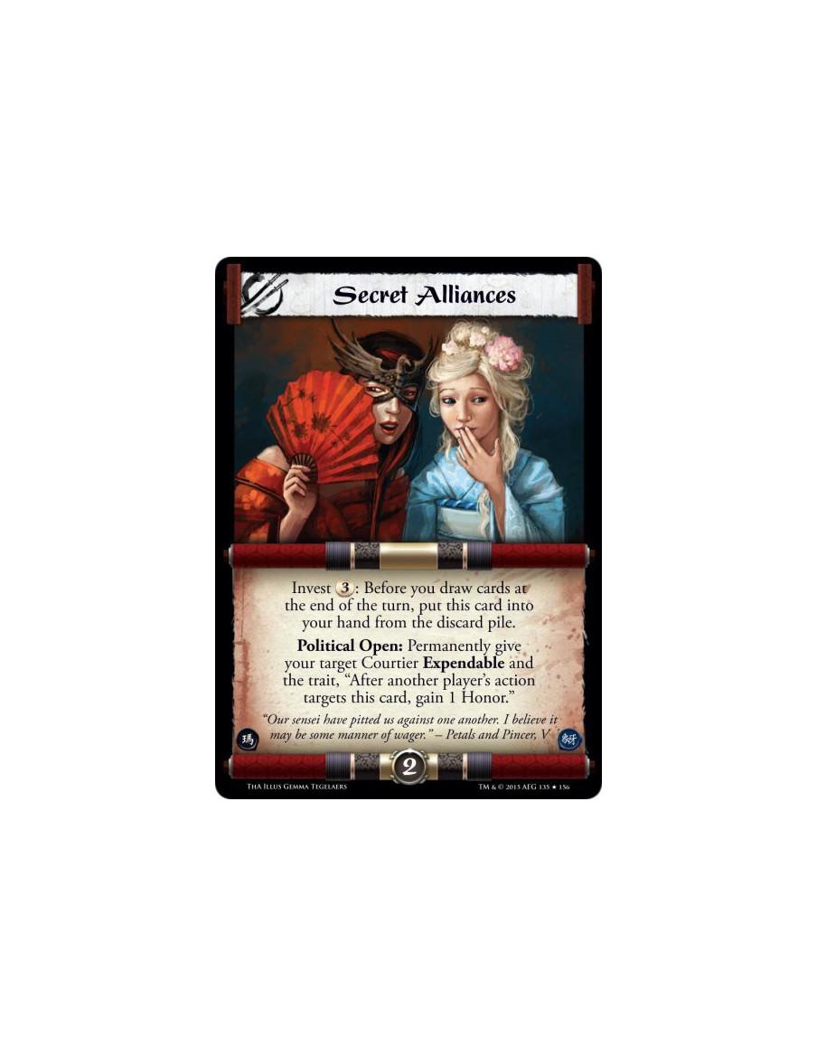 Secret Alliances  -               Invest 3: Before you draw cards at the end of the turn, put this card into your hand from the 