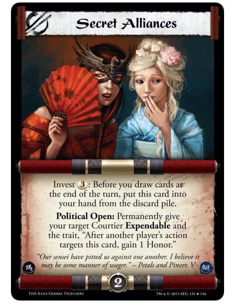 Secret Alliances FOIL  -               Invest 3: Before you draw cards at the end of the turn, put this card into your hand from