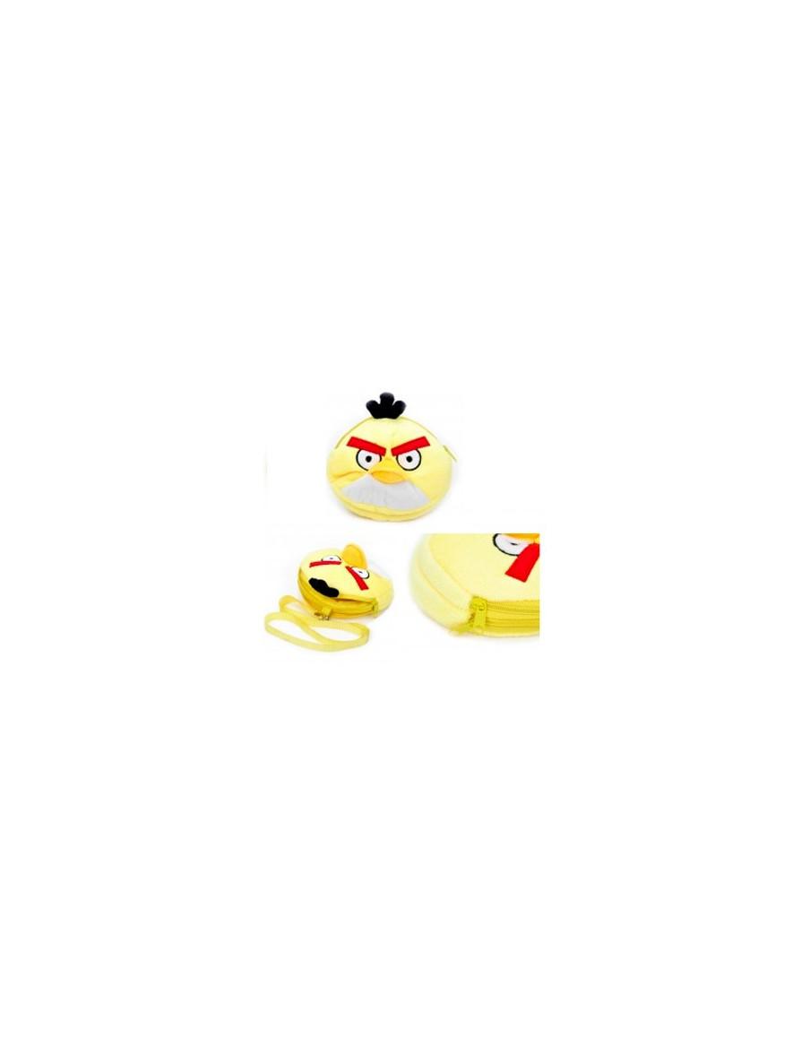 Cute Angry Birds Plush Doll Change Coin Purse Bag with Matching Hang Strap - Yellow Bird  - 