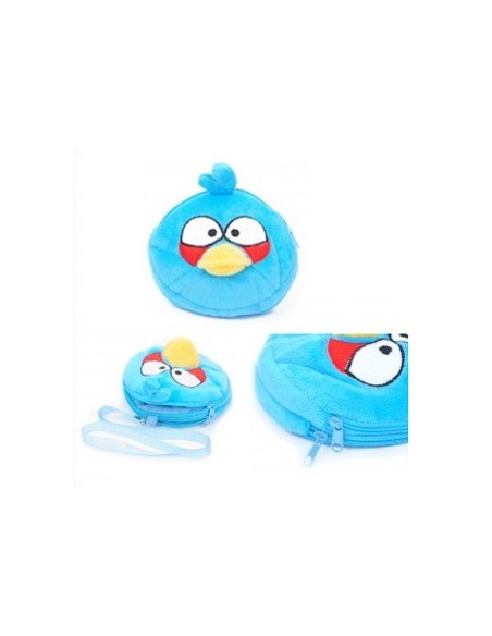 Cute Angry Birds Plush Doll Change Coin Purse Bag with Matching Hang Strap - Blue Bird
