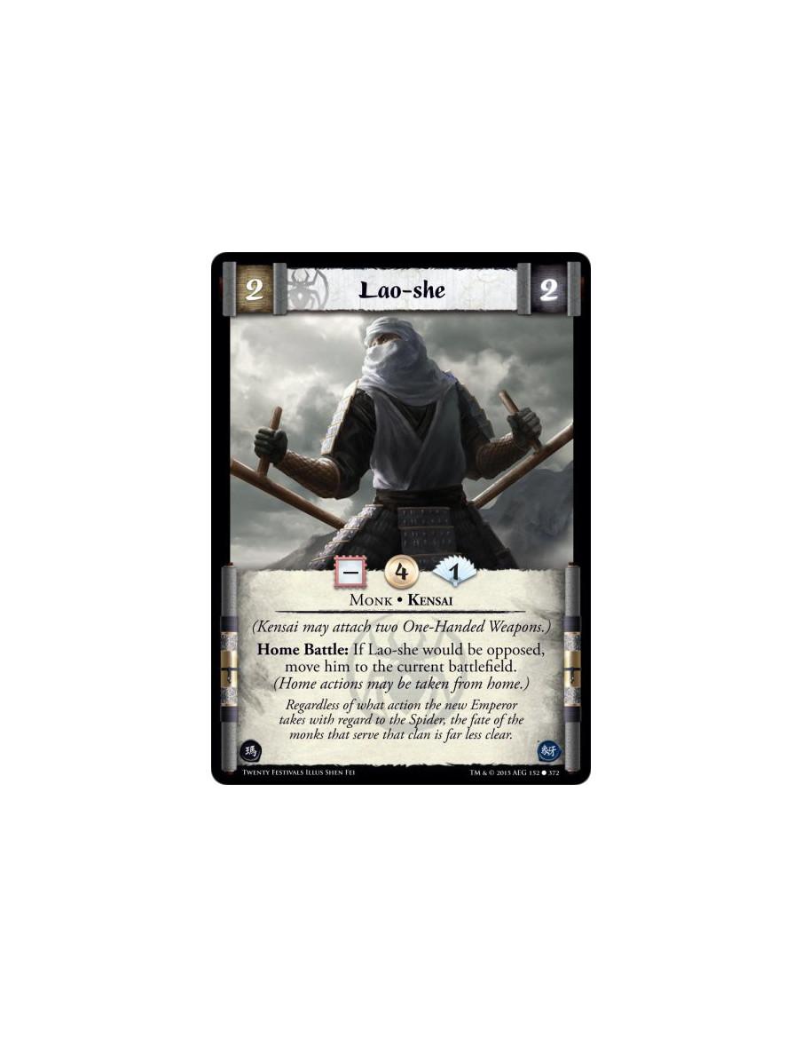 Lao-she FOIL  - Kensai • Monk  (Kensai may attach two One-Handed Weapons.)Home Battle: If Lao-she would be opposed, move him to 