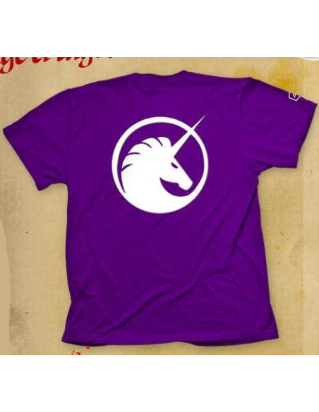 Camiseta Clan Unicornio Mon. Leyenda de los Cinco Anillos  - Camiseta 100% algodón del Clan Unicornio, con mon por delante Glow 