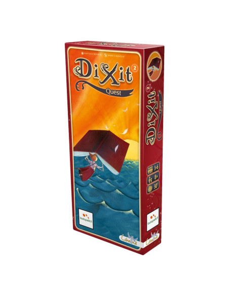 Dixit 2 Quest  - Dixit 2.  Contiene ochenta y cuatro nuevas cartas (la misma cantidad que tiene el juego original), por lo que a
