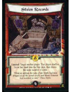 Stolen Records  - Limited: Target another player. That player shuffles his or her hand into the Fate deck, then draws the same n