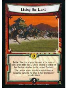 Using the Land - Battle: Bow one of your Samurai in the current battle with more than 2 Chi to destroy a Region or Fortificatio
