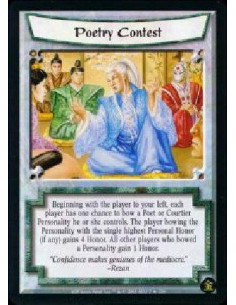 Poetry Contest  - Beginning with the player to your left and proceeding in turn order, each player has one chance to bow a Poet